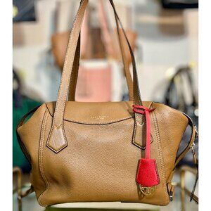 Adorable Tory Burch Camel Brown Leather Perry Shoulder Bag/Satchel